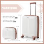 2 dalių kelioninių lagaminų rinkinys: rankinis bagažas ir kosmetinė (Balta)