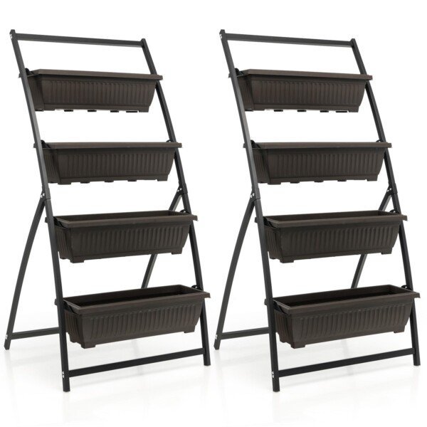 Aukštas daržas su 4 pakopomis ir atskirais vazonais (Ruda + Juoda)