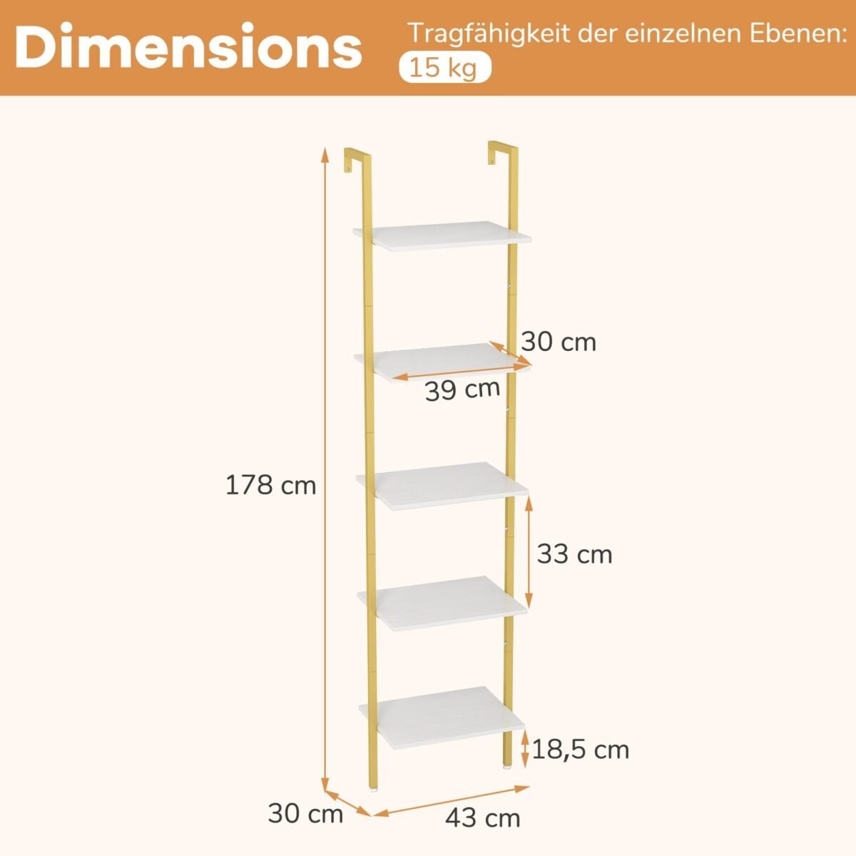 Laiptinio tipo lentynų stovas su metaliniu rėmu (Balta)