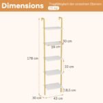 Laiptinio tipo lentynų stovas su metaliniu rėmu (Balta)