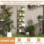 Laiptinio tipo lentynų stovas su metaliniu rėmu (Balta)