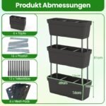 Vertikalus daugiasluoksnis gėlynų komplektas su drenažu (Juoda)