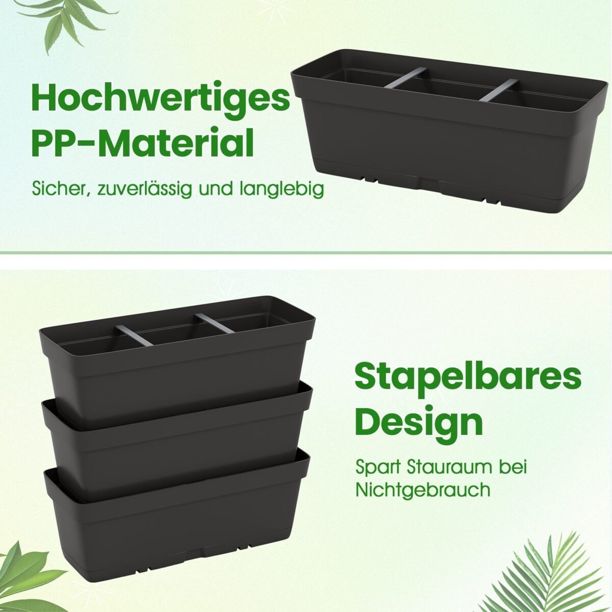 Vertikalus daugiasluoksnis gėlynų komplektas su drenažu (Juoda)