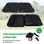 Pripučiamas automobilio čiužinys 190 x 130 cm dvipusis su pompa (Juoda)