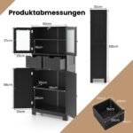 Vonios spintelė su keturiomis durelėmis ir dviem stalčiais (Juoda)