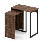 Staliukų komplektas (2 vnt.) su medžio imitacija ir tvirtu metaliniu rėmu (Ruda)