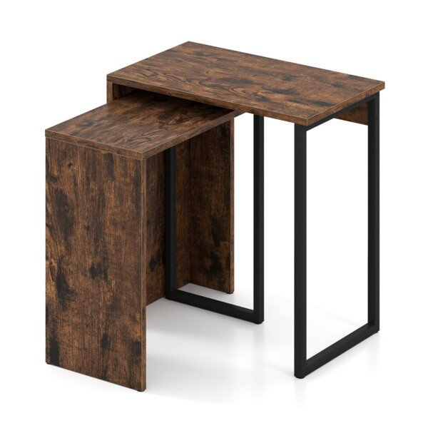 Staliukų komplektas (2 vnt.) su medžio imitacija ir tvirtu metaliniu rėmu (Ruda)