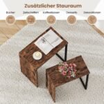 Staliukų komplektas (2 vnt.) su medžio imitacija ir tvirtu metaliniu rėmu (Ruda)