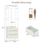 Drabužių kabykla su stalčiais ir trijų pozicijų pakabinimo strypu (Balta)