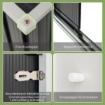 Metalinis sodo namelis su stumdomomis durimis ir dvipusiu stogu (Pilka)