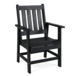 HDPE sodo kėdė su medžio raštu (Juoda)