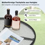 Apvalus bistro stalas su 70 cm skersmens grūdinto stiklo stalviršiu ir skėčio laikikliu (Juoda)