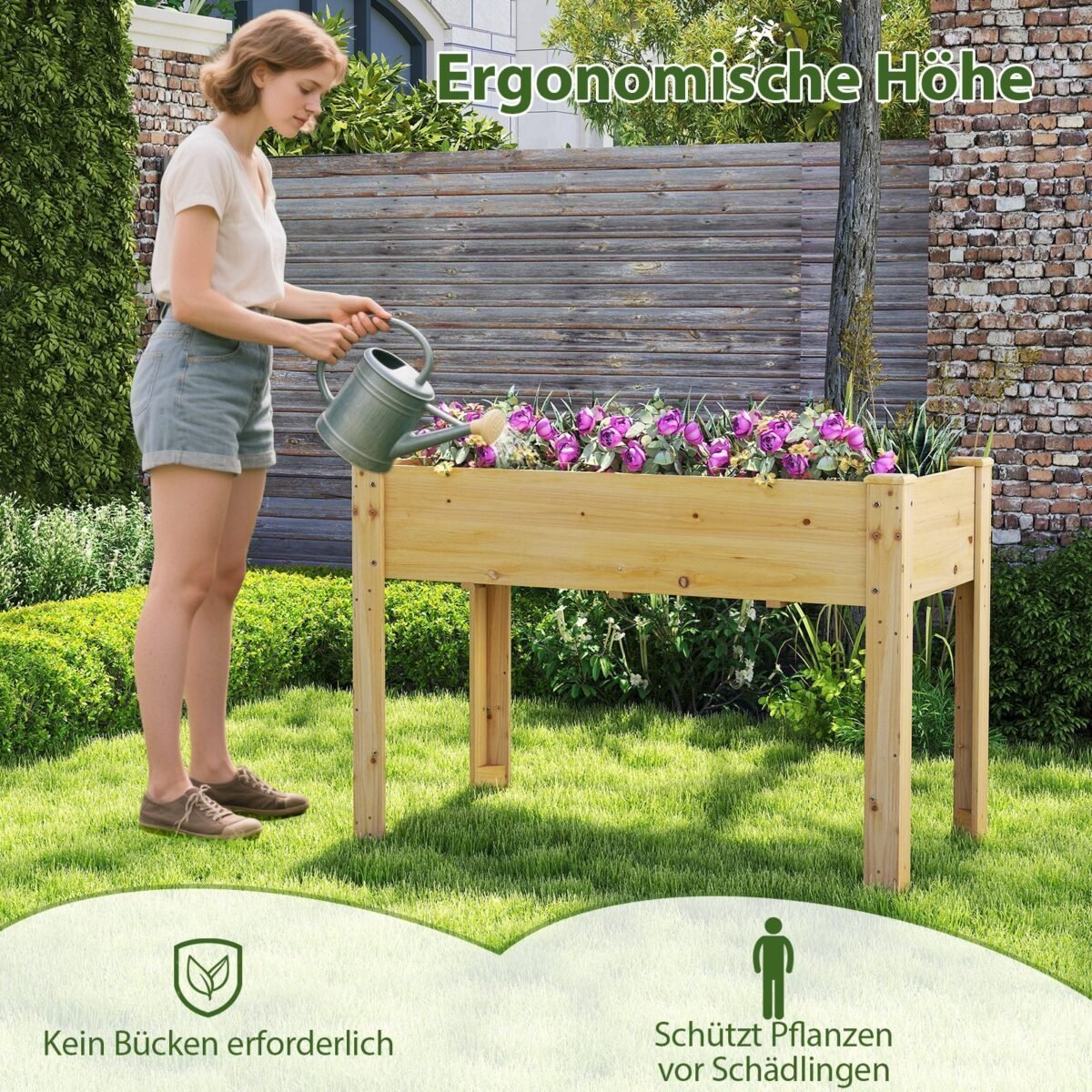 Pakeltas medinis gėlynas/daržo lysvė 120 x 60 x 82 cm (Natūrali)