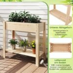 Pakeltas medinės daržo lysvės modulis su lentyna (Natūrali)