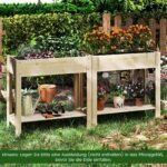 Pakeltas medinės daržo lysvės modulis su lentyna (Natūrali)