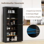 Aukšta sandėliavimo spintelė su 4 durelėmis ir 6 lentynomis (Juoda)