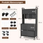 Virtuvinė spintelė su ratukais ir pertvaromis (Juoda)