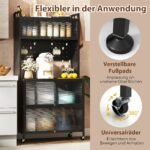 Virtuvinė spintelė su ratukais ir pertvaromis (Juoda)