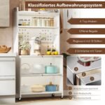 Virtuvinė spintelė su ratukais ir durelėmis 80 x 40 x 160 cm (Balta)