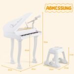 Elektroninis 37 klavišų instrumentas su kėdute (Balta)