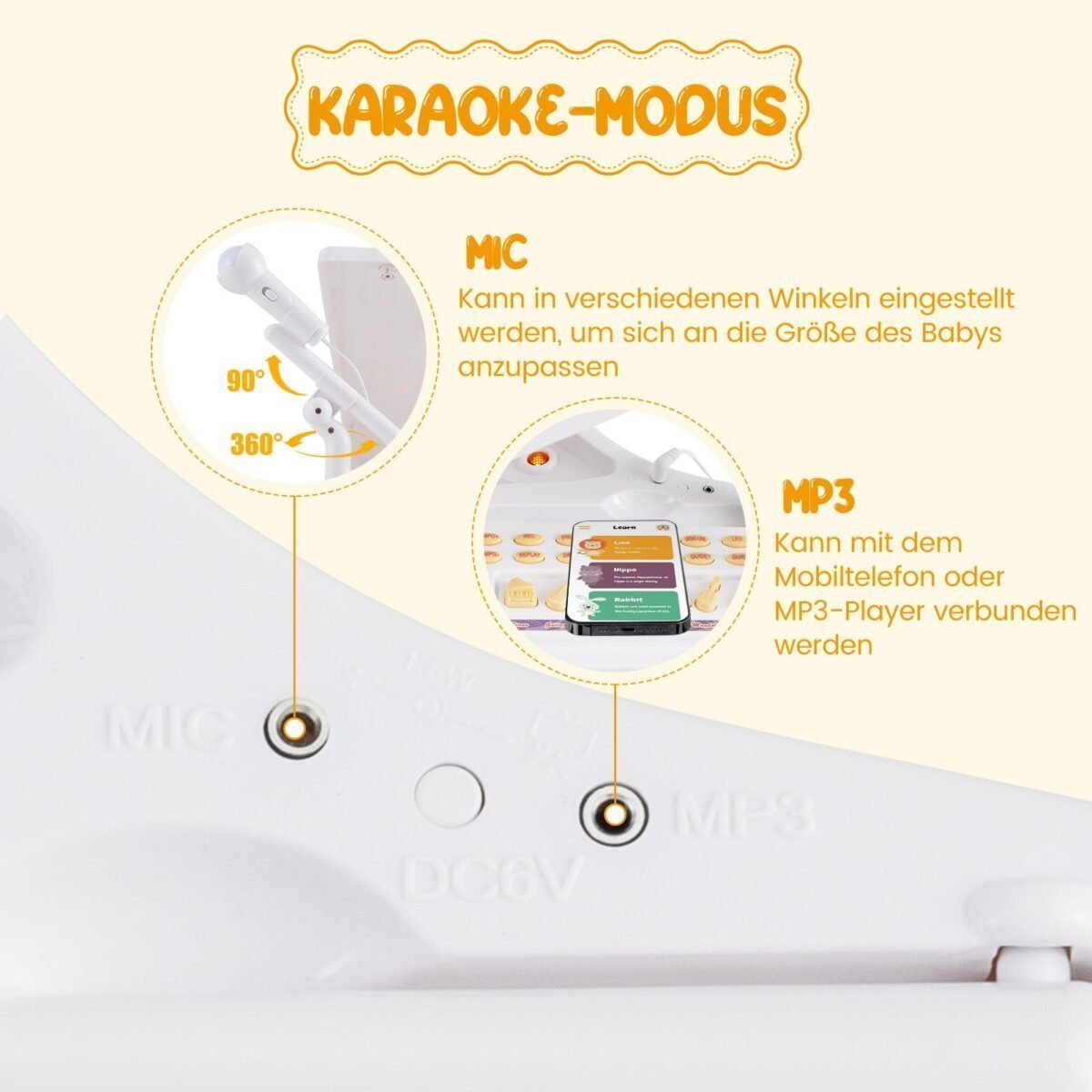 Elektroninis 37 klavišų instrumentas su kėdute (Balta)