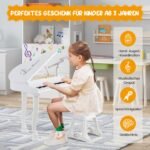 Elektroninis 37 klavišų instrumentas su kėdute (Balta)