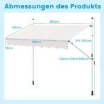 Reguliuojamo aukščio markizė be gręžimo 200 cm (Balta)