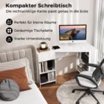 Kampinis rašomasis stalas su stalčiais ir lentynomis (Balta)