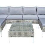 Lauko baldų komplektas su stalu ir pagalvėmis (Pilka)