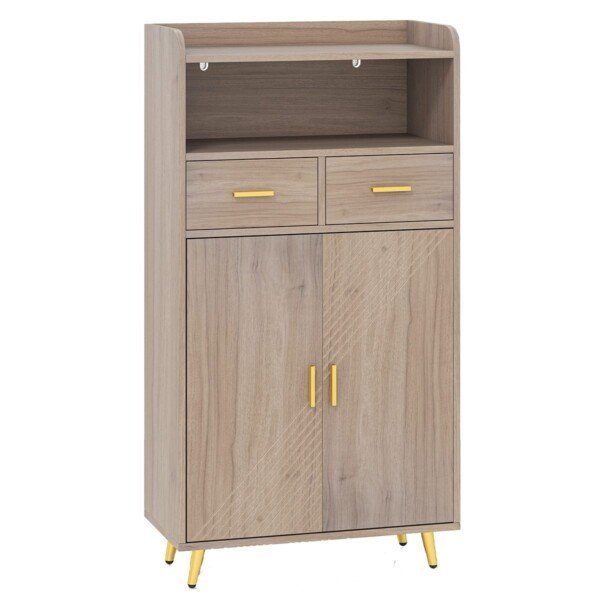 Daugiafunkcė virtuvės spintelė su durelėmis ir stalčiais (Pilka)