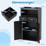 Daugiafunkcė virtuvės spintelė su dvigubomis durimis ir dviem stalčiais (Juoda)