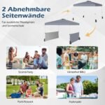 Sulankstomas 3x3m pavėsinis su šoninėmis sienelėmis ir priedais (Pilka)