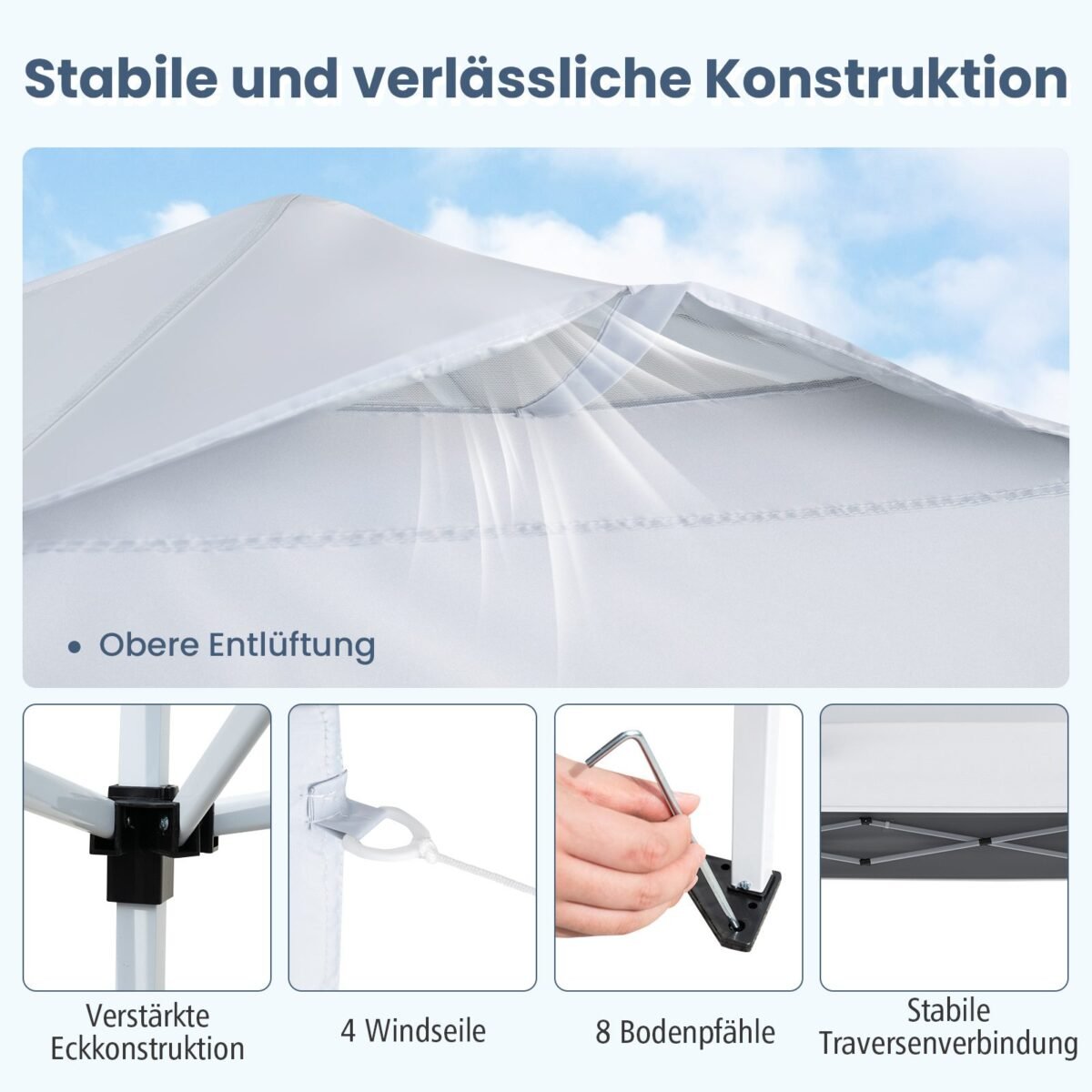 Sulankstomas 3x3m pavėsinis atsparus vandeniui su UV apsauga (Balta)