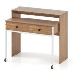 Ištraukiamasis stalas su dviem stalčiais (Natūrali)