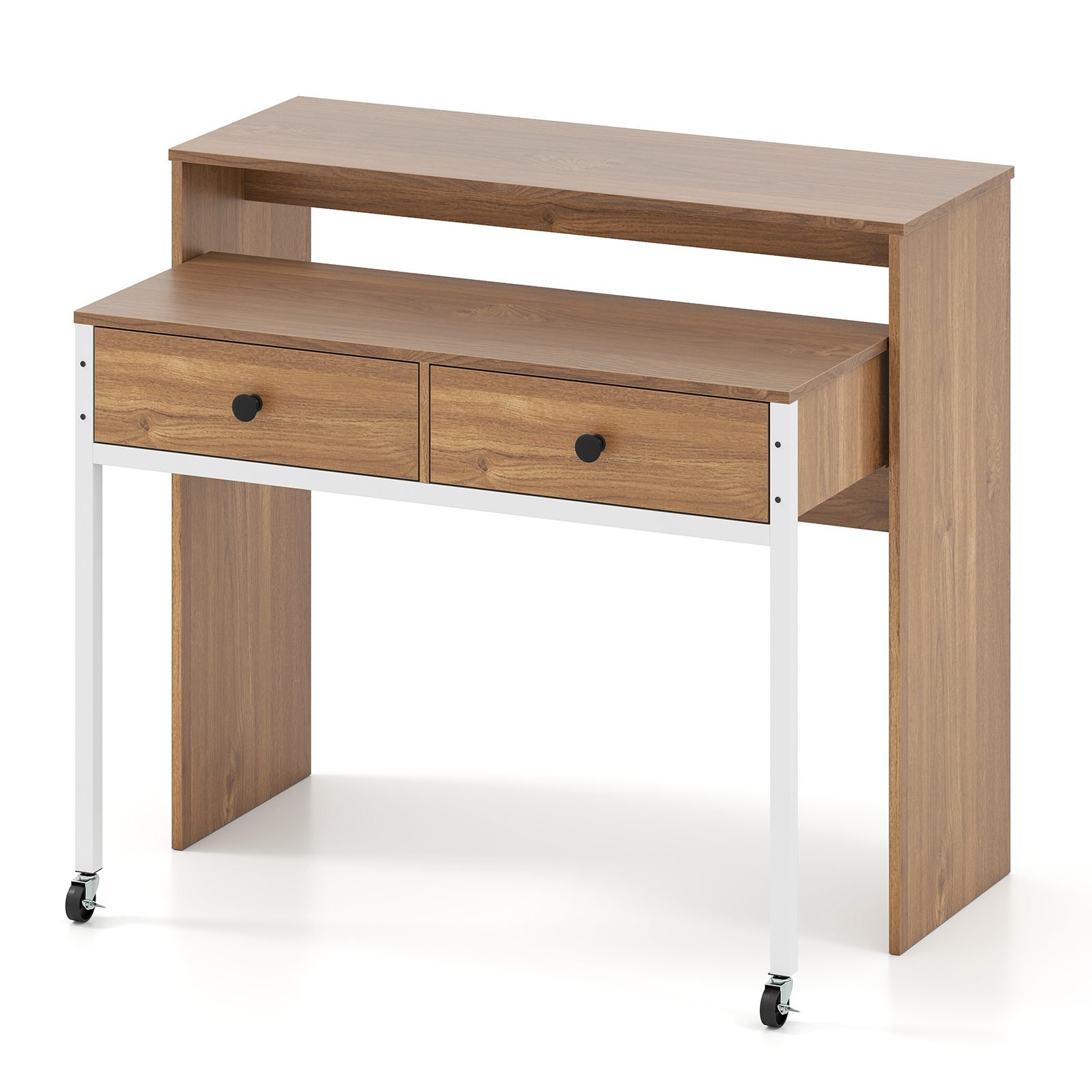 costwayschreibtischausziehbarkleinercomputertischmit2schubladenrollenbrotischmitmetallrahmenarbeitstischpctischfrzuhausebro100x63x88cmnatur_1752047895380_image_1 Ištraukiamasis stalas su dviem stalčiais (Natūrali)