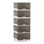 Modulinė batų laikymo sistema su ratukais penkių lygių (Ruda)