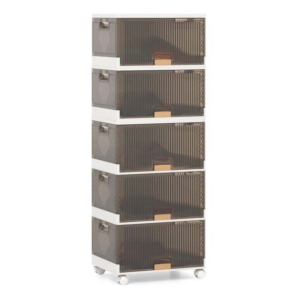 Modulinė batų laikymo sistema su ratukais penkių lygių (Ruda)