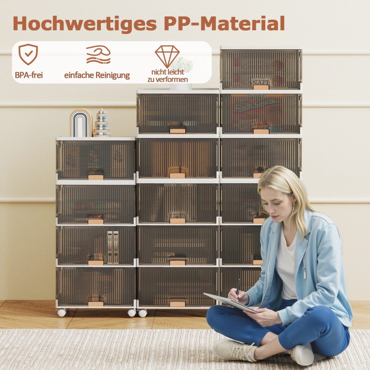 Modulinė batų laikymo sistema su ratukais penkių lygių (Ruda)