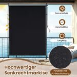 Vertikali markizė su reguliuojamu aukščiu 250 cm (Juoda)