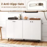 Tvirtas 4 durų komoda su reguliuojamomis lentynomis (Balta)