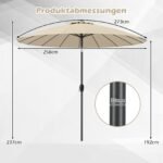 258 cm sodo skėtis su šonine atrama ir rankena (Smėlio)