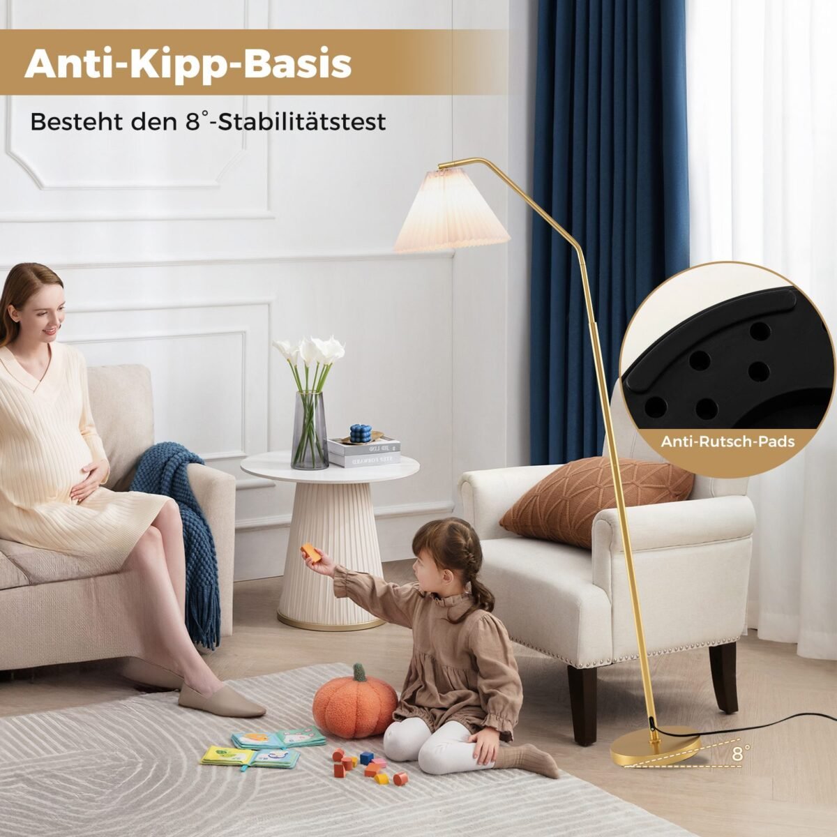 Lankstoma grindinė lempa su reguliuojama galvute (Balta)