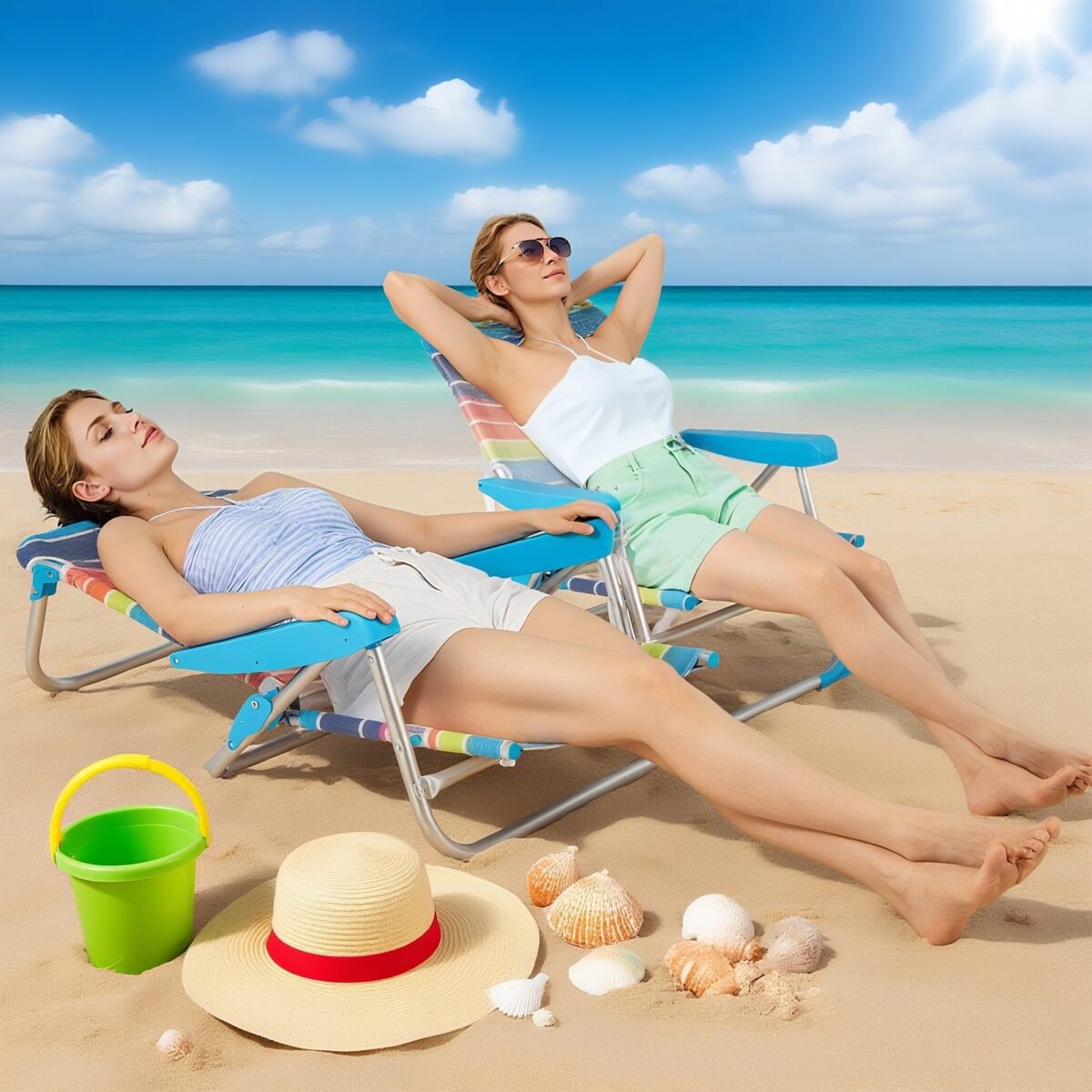 Sulankstomos lauko kėdės su reguliuojamu atlošu (Vaivorykštinė)