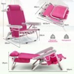 Sulankstomas krėslas su reguliuojamu atlošu ir šonine kišene (Rožinė)