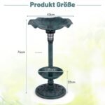 Vandens ir maisto indas paukščiams su saulės šviestuvu ir augalų vazonu (Žalia)