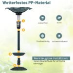 Vandens ir maisto indas paukščiams su saulės šviestuvu ir augalų vazonu (Žalia)