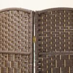 Trijų dalių sulankstoma kambario pertvara su pintais elementais ir pušies rėmu