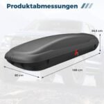 Didelės talpos automobilio stogo bagažinė kelionėms (Juoda)