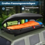 Didelės talpos automobilio stogo bagažinė kelionėms (Juoda)