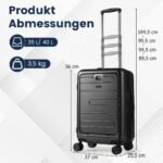 Išplečiamas kelioninis lagaminas su priekine kišene 20 colių (Juoda)